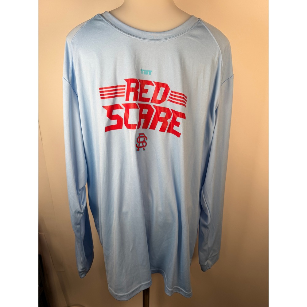Red Scare TBT Long Sleeve Performance Shirt Mens XL Blue UPF 50+ Sun Top